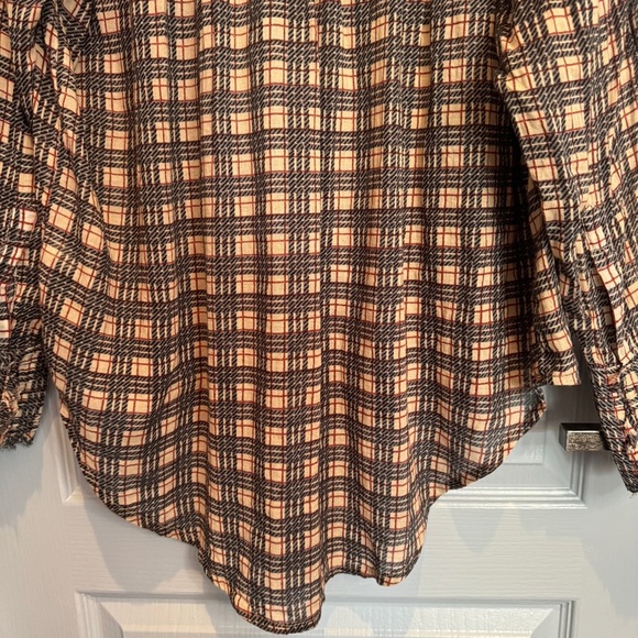 Free People FP One Plaid  Miles Tuxedo Shirt Tunic Flowy Women's Size Small READ - Picture 12 of 16